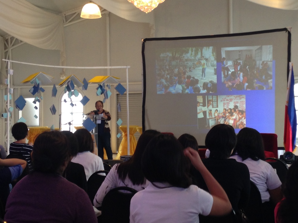 Maricel Montero, of Museo Pambataa, speaks on alternate book distribution initiatives, such as Project Banig and the volunteer-powered mobile library.